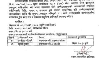 कृषि स्वयंसेवकको अन्तरवार्ता परीक्षा सम्बन्धी सूचना