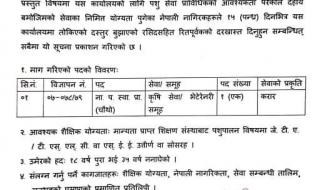 पशु सेवा प्राविधिक ना.प.स्वा.प्रा करार कर्मचारी आवश्यकता सम्बन्धी सुचना